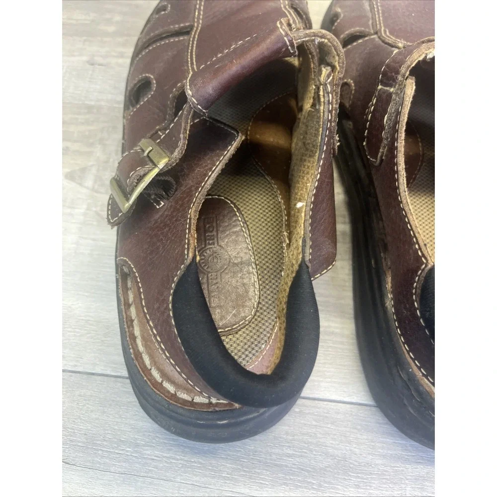 Earth Shoe Sandals Brown Leather Fisherman Sandals Strap Buckle Sz 13 Summer